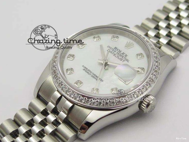 MiroTime 0216 DateJust 116234 BP Best Edition SS White MOP Dial Diamond Markers On SS Bracelet A2824 V ModernLook 3943